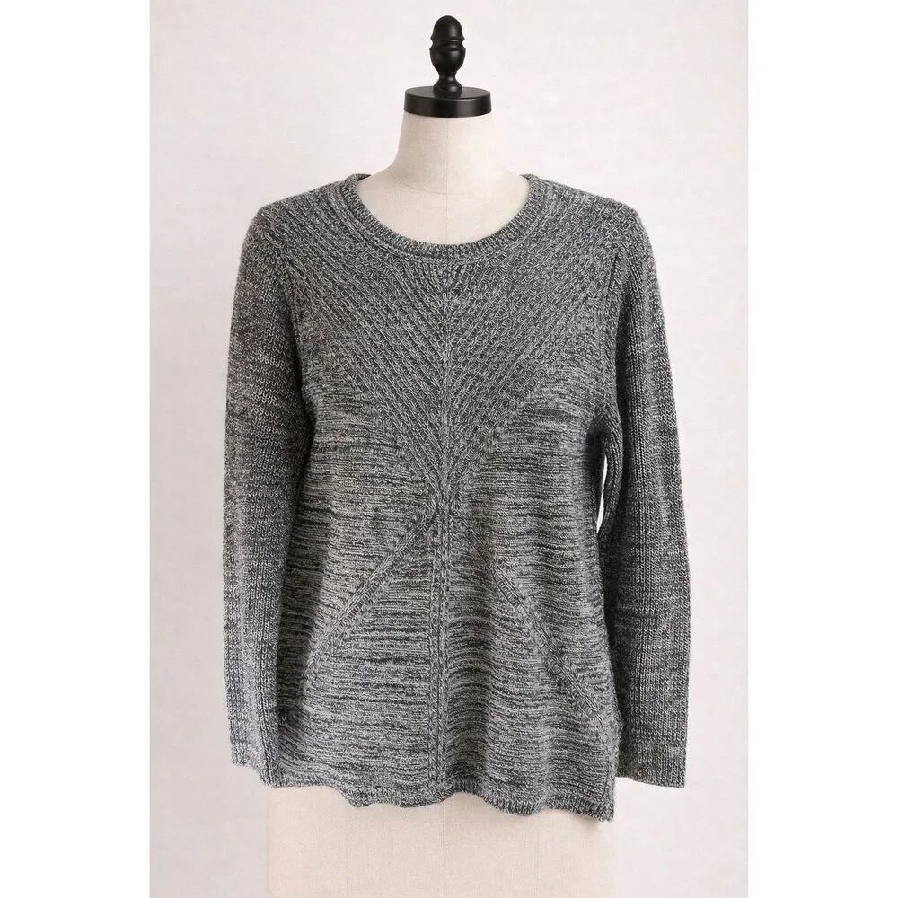 Dana Buchman XL Heathered Gray Textured Knit Sweater Cozy Minimalist Chic